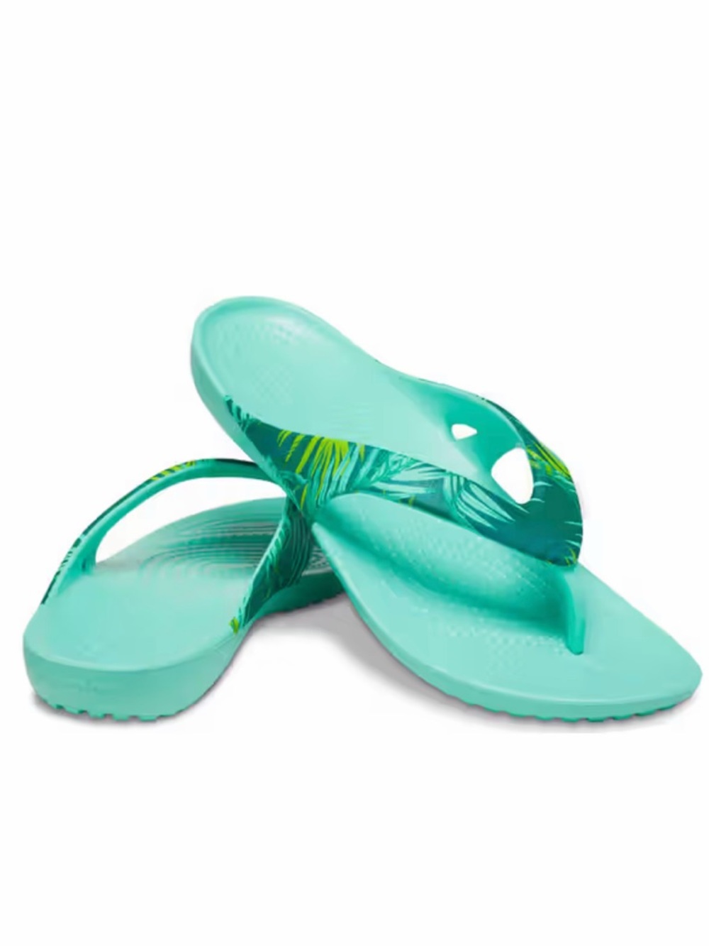Crocs Aqua Tropical Print Flip Flops Sz 7